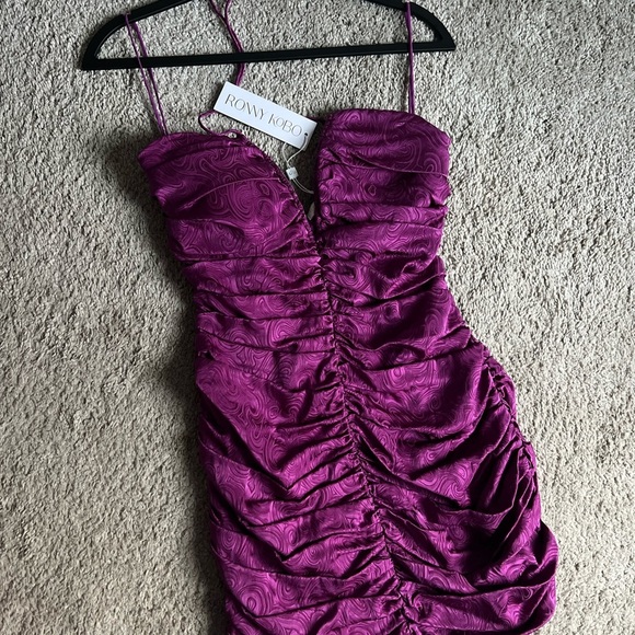 NWT RONNY KOBO ORIELLE RUCHED SILK-BLEND JACQUARD MINI DRESS - Picture 6 of 8